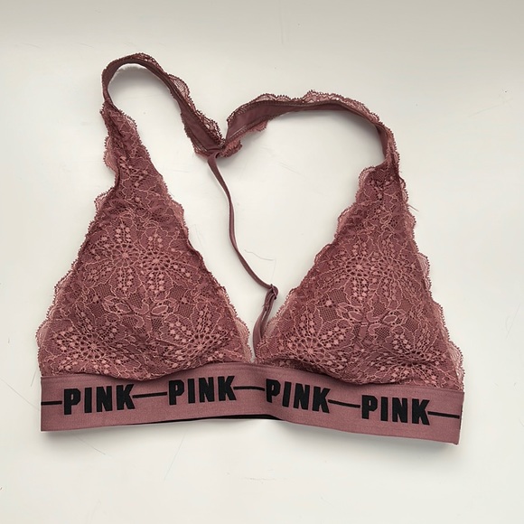 Pink Victoria Secret, Lace Strappy - Back Halted Bralette - Picture 1 of 2